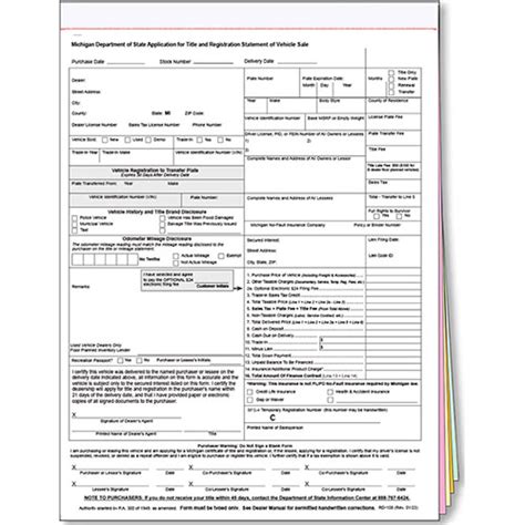 State Of Michigan Registration Form Mv Rd 108 Automotive Forms