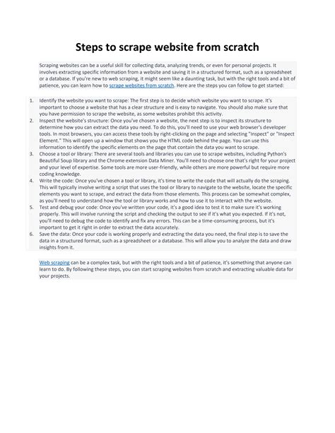 Steps To Scrape Website From Scratch By Botscrapers Issuu