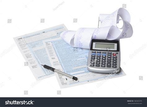 Still Life Of Tax Forms And Paperwork Preparation On White Background