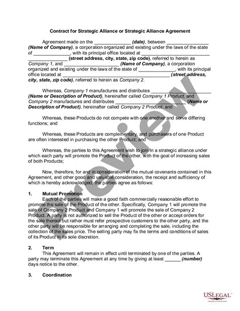 Strategic Alliance Agreement Template Forms Us Legal Forms