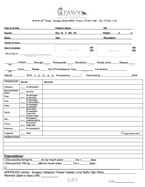 Stray Animal Intake Form Fill Online Printable Fillable Blank Pdffiller