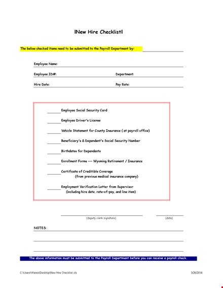 Streamline Onboarding Process Ensure Compliance New Hire Checklist