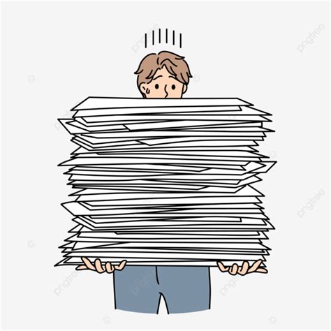 Stressed Man With Pile Of Paperwork Material Businessman Paperwork Document Png And Vector