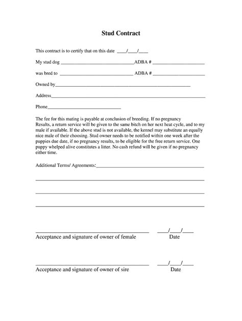 Stud Dog Contract Fill Out Sign Online Dochub