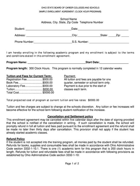 Student Enrollment Agreement Template Fill Out Sign Online Dochub