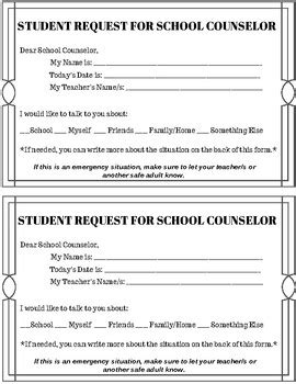 Student Request To See School Counselor Form Grades 3 8 By The Calm