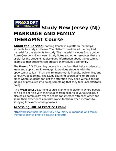 Study New Jersey Nj Marriage And Family Therapist Course Study New