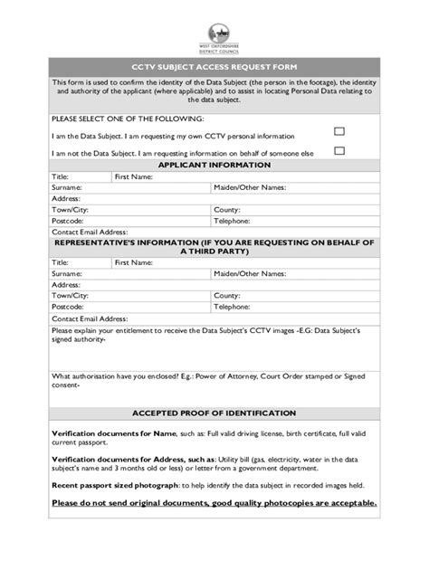 Subject Access Request Sar Form