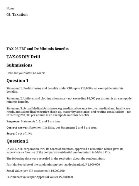 Submissions 05 Taxation Tax 06 Diy Drill Pdf Employee Benefits Taxes