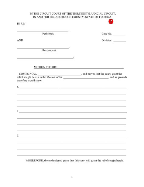 Submit Fillable Blank Court Motion Form Template Free