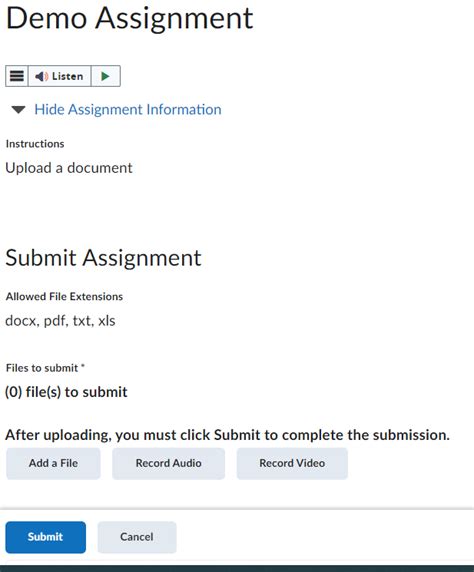 Submitting Assignments Brightspace Support