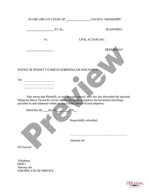 Subpoena For Documents To A Nonparty Form To File A Subpoena Us