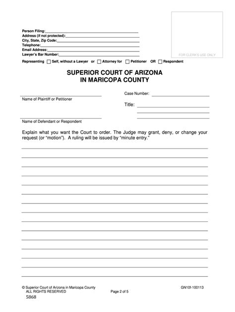 Superior Court Paperwork Service Acceptance Form