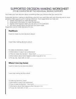 Supported Decision Making Worksheets Protection Advocacy Project