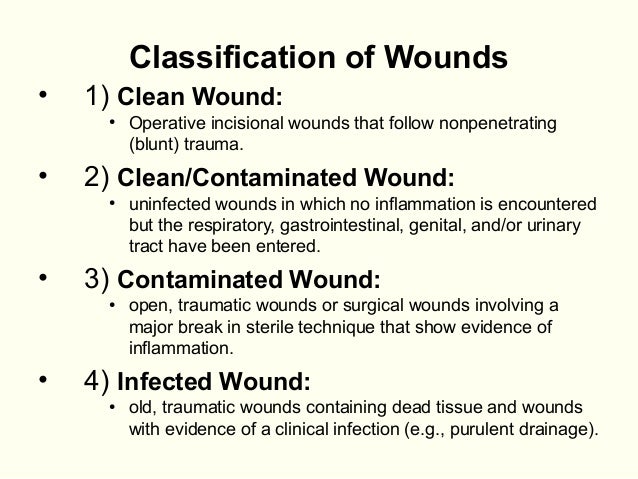 Surgical Wound Classification Of Altemeier Wounds Med Surg