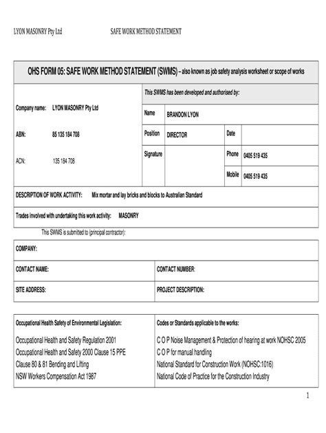 Swms Template Nsw Fill Out Sign Online Dochub