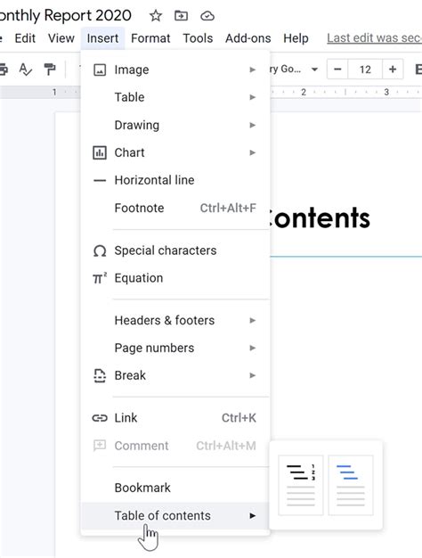 Table Of Contents Google Docs Template Get What You Need