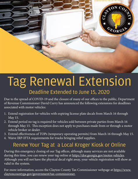 Tag Renewal Extension Clayton County Georgia