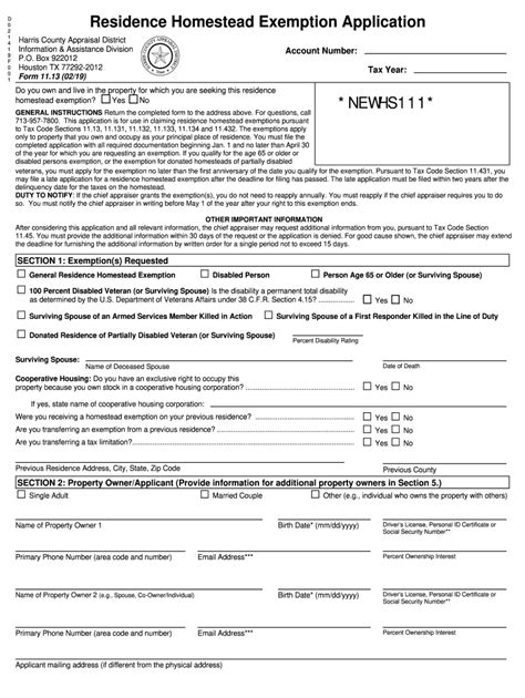 Tarrant County Appraisal District Homestead Exemption Form Exemptform Com