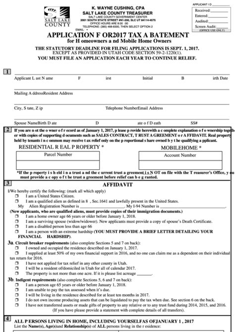 Tax Abatement Application Form Printable Pdf Download