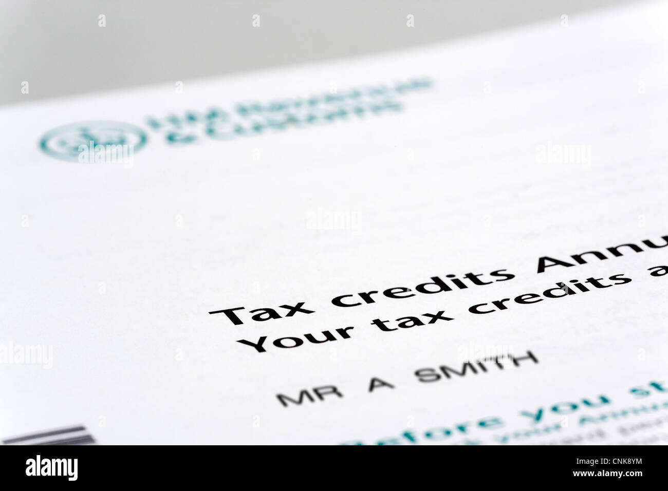 Tax Credits Paperwork Stock Photo Alamy