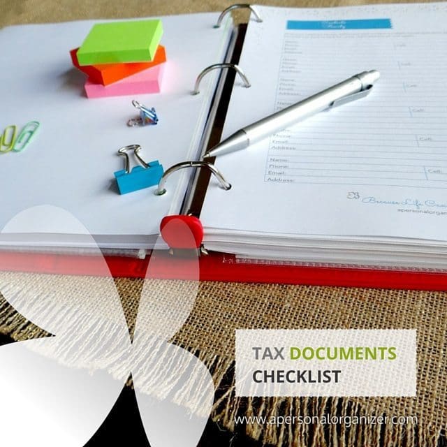 Tax Documents Checklist Papers Organizing Home Organizer Paper