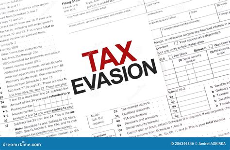 Tax Evasion Words On Paper Sheet With Documents Stock Photo Image Of