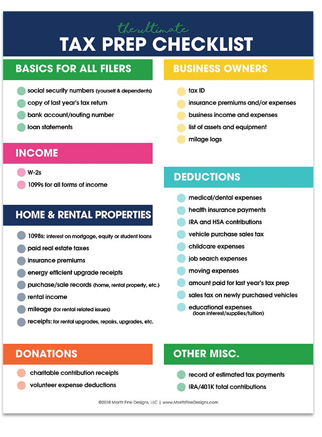 Tax Form Checklist 2023 Printable Forms Free Online