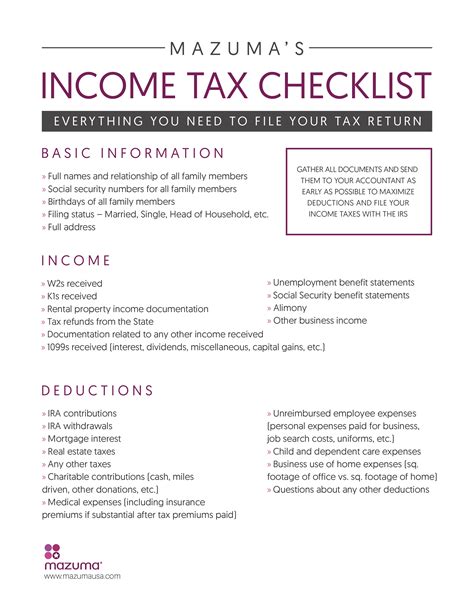 Tax Forms Documents Needed To File Your Taxes Tax Return Checklist