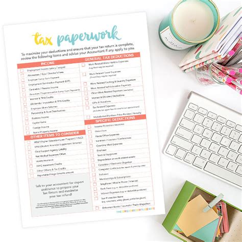 Tax Paperwork Checklist Organisedhq