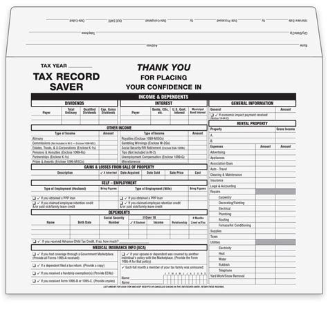 Tax Record Saver Envelope For Clients Zbpforms Com