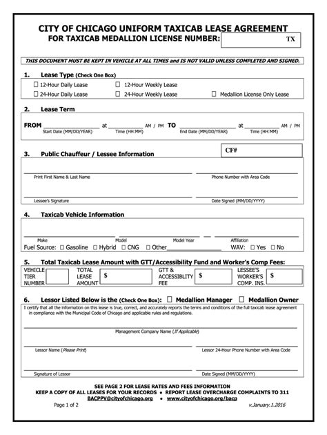 Taxi Lease Agreement 2016 2024 Form Fill Out And Sign Printable Pdf