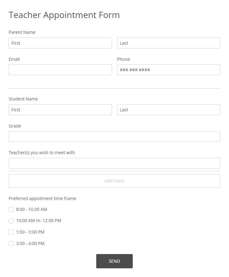 Teacher Appointment Form Template 123Formbuilder