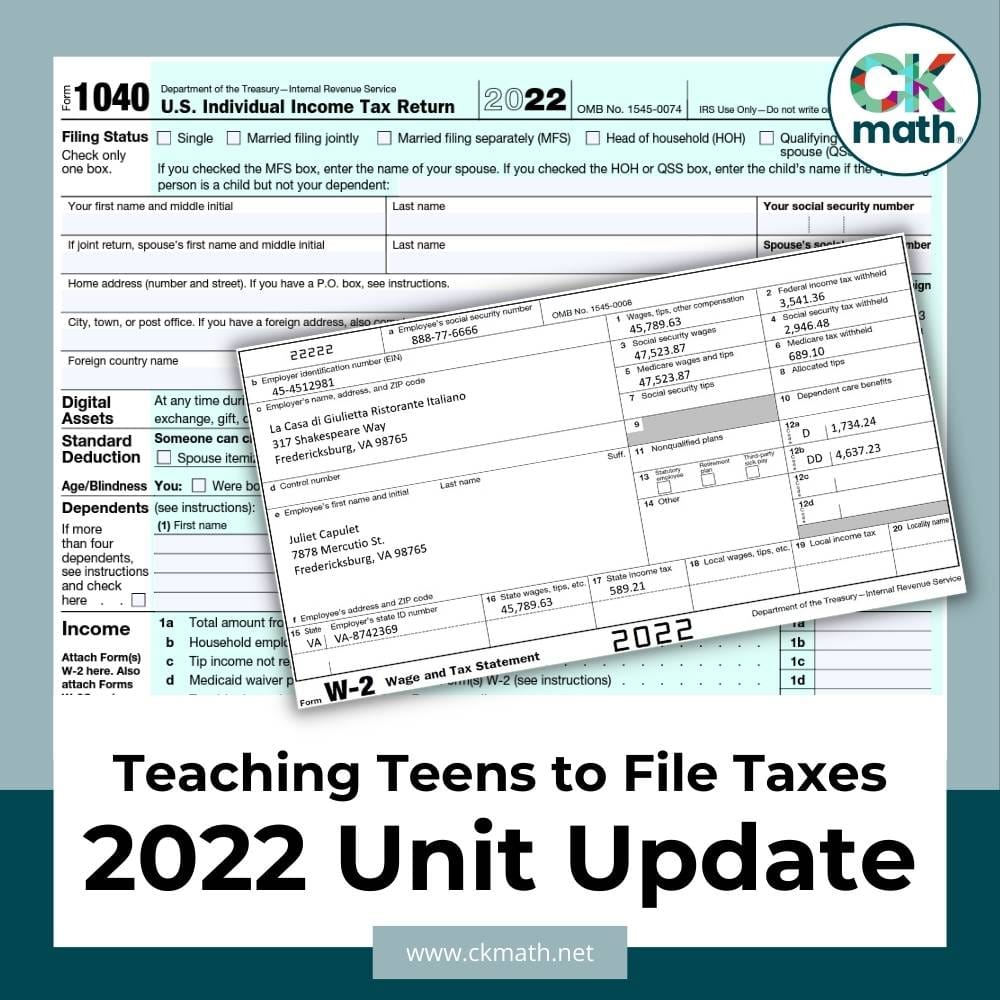 Teaching Teens To File Taxes 2022 Unit Updates Ckmath