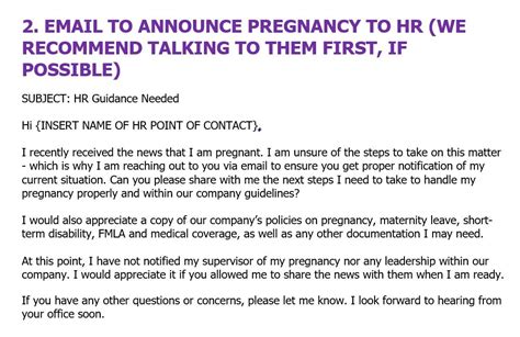 Telling Employer About Pregnancy Template