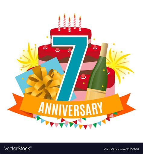 Template 7 Years Anniversary Congratulations Vector Image