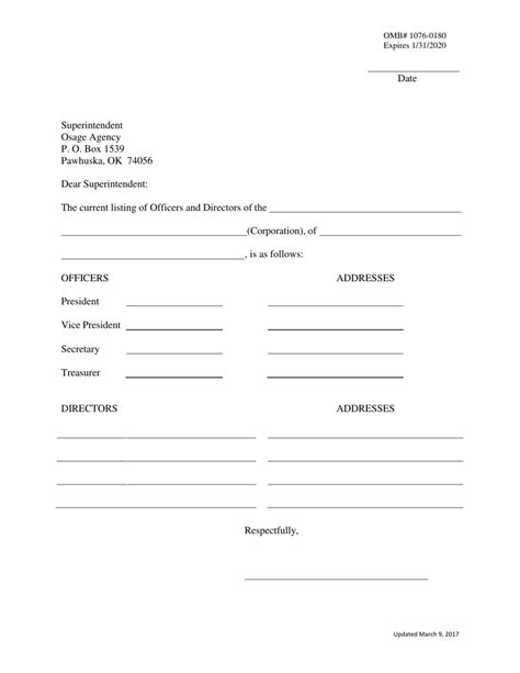 Template Letter For List Of Corporate Officers Fill Out Sign Online And Download Pdf