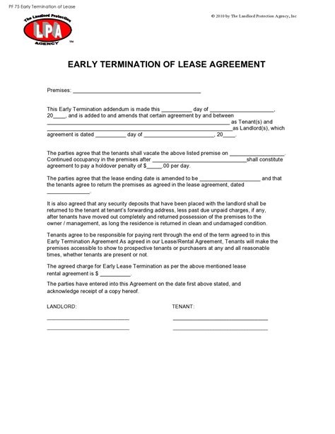 Template Of Termination Of Lease Agreement Printable Form Templates And Letter