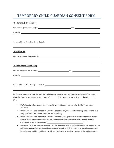 Temporary Custody Agreement Fill And Sign Printable Template Online