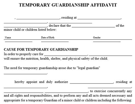 Temporary Guardianship Form Fill Online Printable Fillable Blank Pdffiller