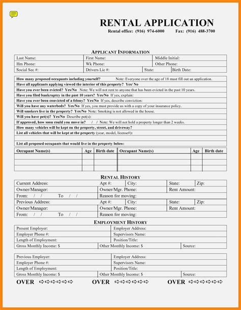 Tenant Rental Application Form