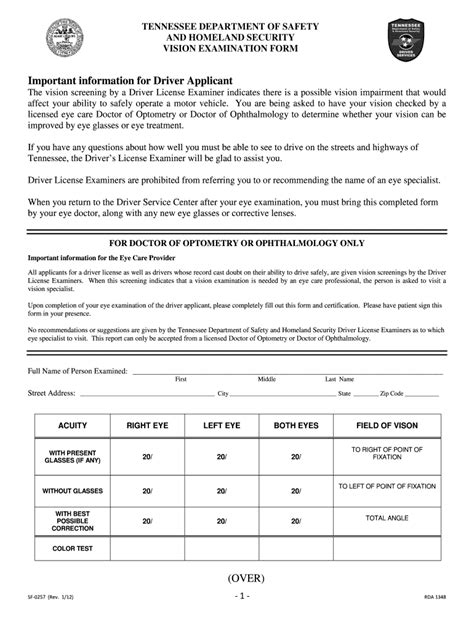 Tennessee Dmv Eye Test Chart 2012 2024 Form Fill Out And Sign