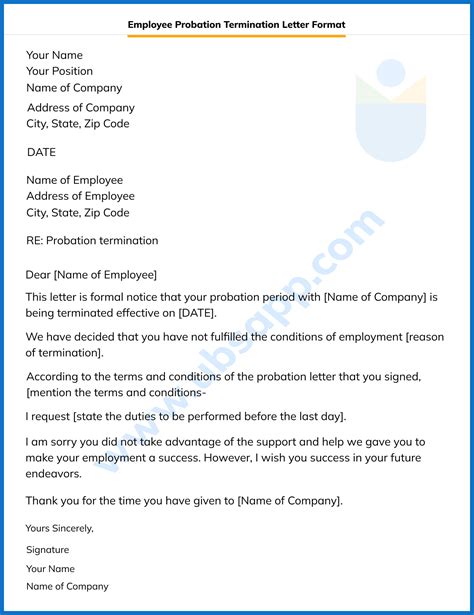 Termination Of Employment During Probationary Period Letter Infoupdate Org