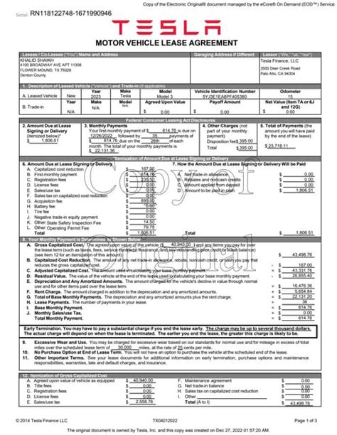 Tesla Leasing Agreement 12 25 2022 Pdf