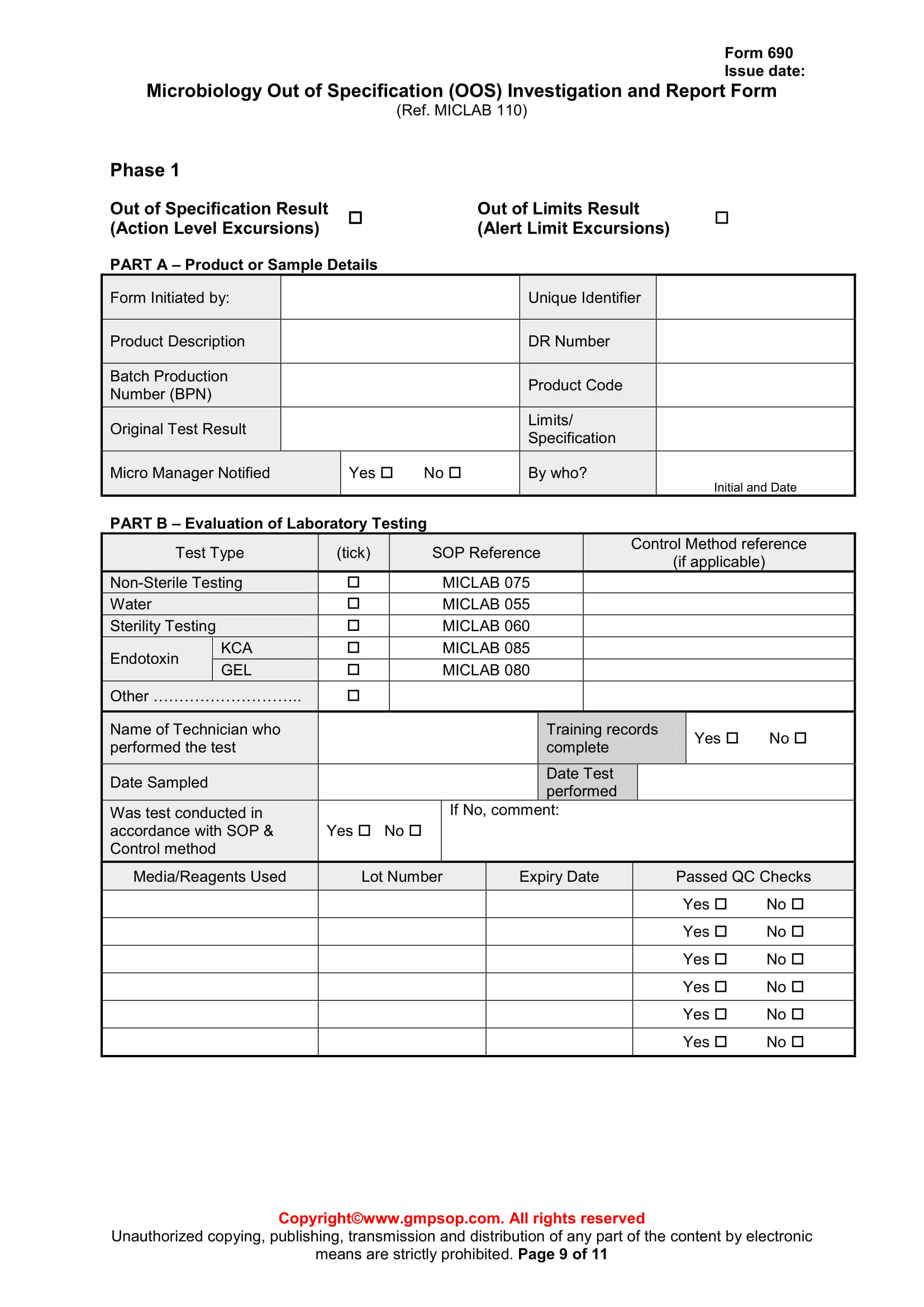 Test Result Report Template