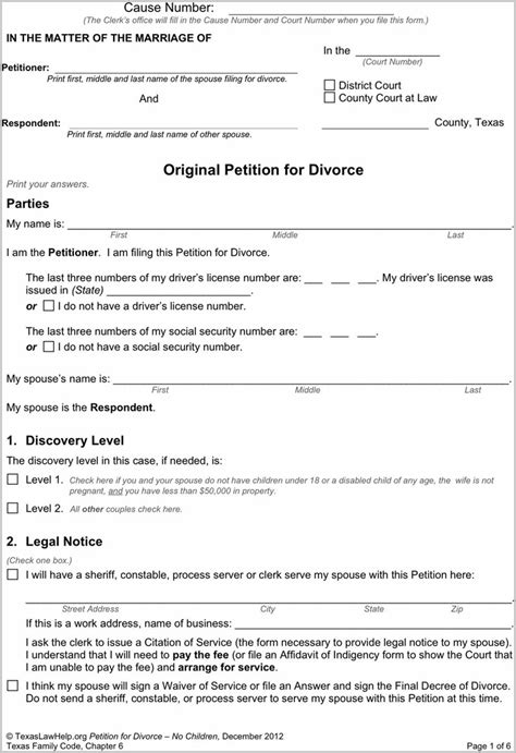 Texas Divorce Forms Waiver Of Service Form Resume Examples