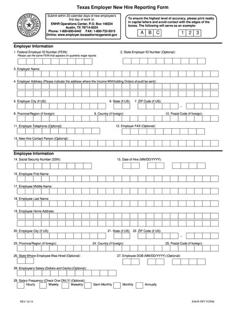 Texas Employer New Hire Reporting Form Fill Online Printable Fillable Blank Pdffiller