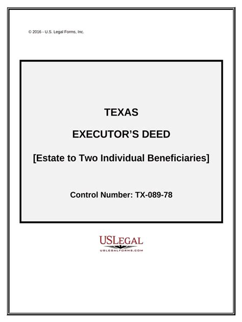 Texas Executor S Deed Estate To Two Beneficiaries Texas Executor