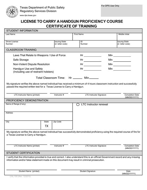 Texas Form Chl 100 Fill Out Printable Pdf Forms Online