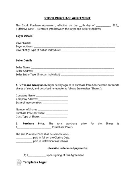 Texas Purchase Agreement Templates Free Word Pdf Odt